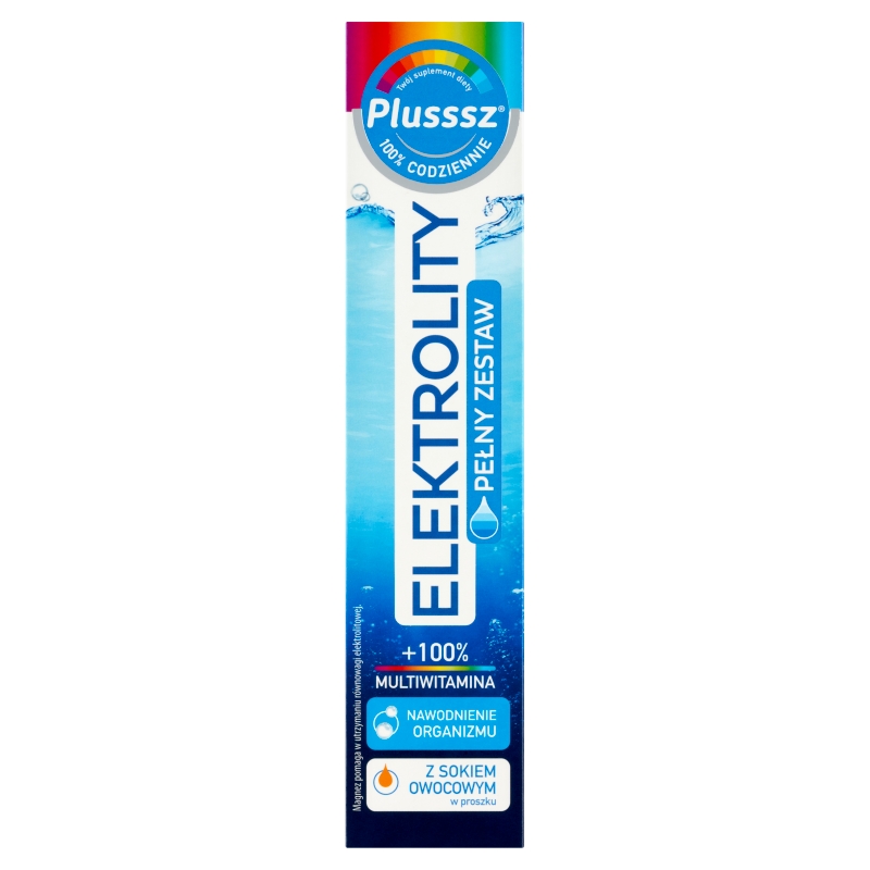 Plusssz Elektrolity + 100% Multiwitamina tabletki musujące z zestawem elektrolitów i witamin, 24 szt.