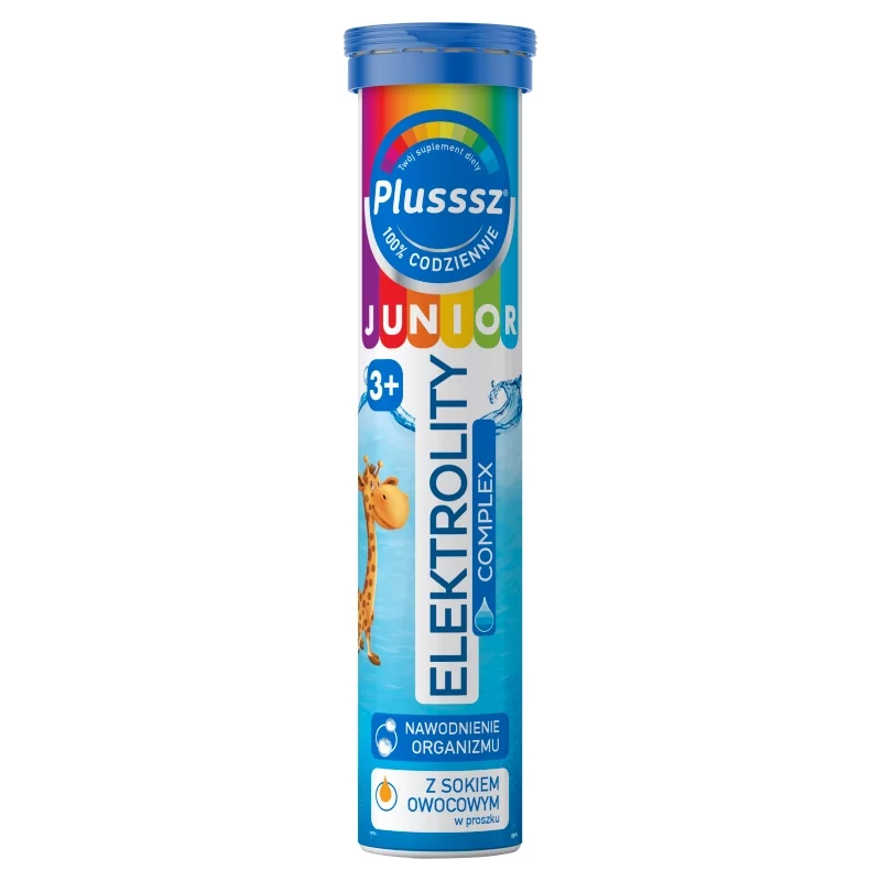 Plusssz Junior Elektrolity Complex, tabletki musujące z witaminami dla dzieci powyżej 3 roku życia, 20 szt.
