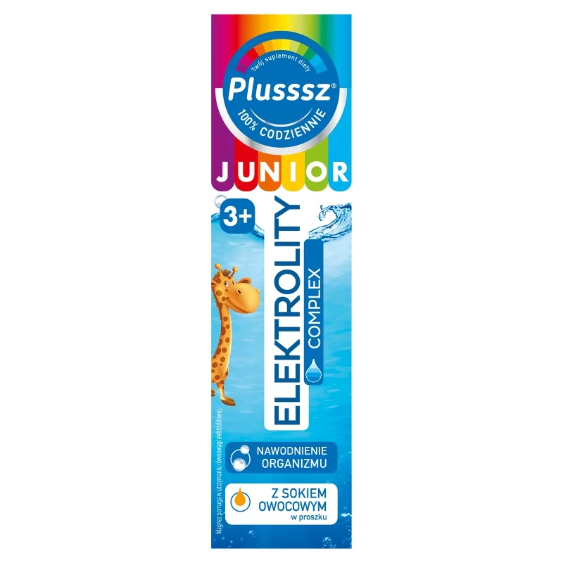 Plusssz Junior Elektrolity Complex, tabletki musujące z witaminami dla dzieci powyżej 3 roku życia, 20 szt.