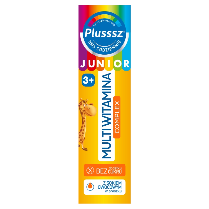 Plusssz Junior Multiwitamina Complex tabletki musujące dla dzieci z sokiem owocowym, 20 szt. 