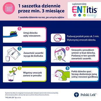ENTitis Baby, proszek w saszetkach dla dzieci i niemowląt o smaku bananowym, 30 szt.