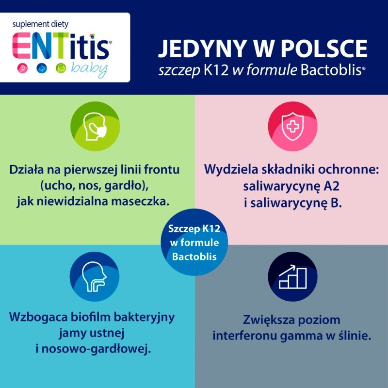 ENTitis Baby, proszek w saszetkach dla dzieci i niemowląt o smaku bananowym, 30 szt.