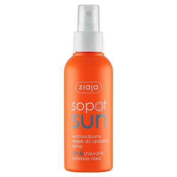 ZIAJA SOPOT SUN, wodoodporny olejek do opalania spray SPF 6, 125 ml