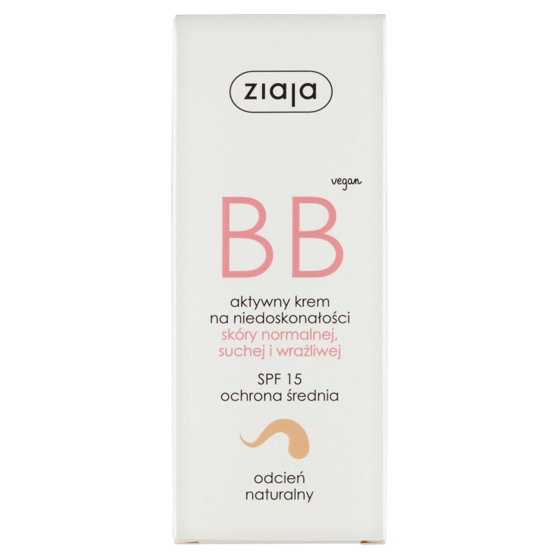 ZIAJA BB, krem na niedoskonałości skóry normalnej suchej i wrażliwej, SPF 15, 50 ml