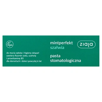 Ziaja Mintperfekt, szałwiowa pasta do zębów z fluorem i prowitaminą B5, 75 ml
