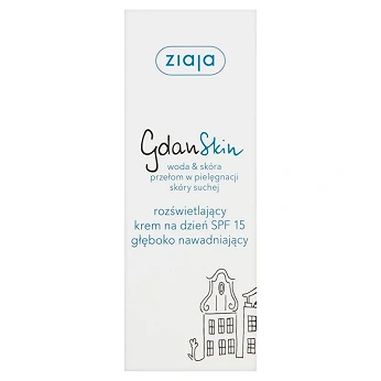 Ziaja Gdanskin, krem na dzień z filtrem SPF 15, rozświetlający, głęboko nawadniający, 50 ml