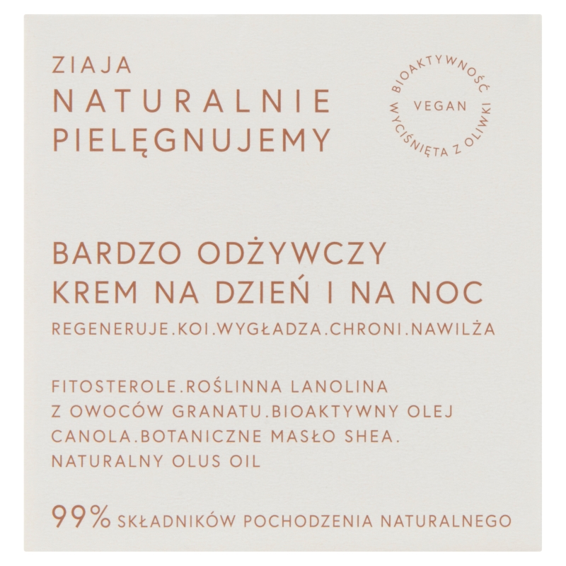ZIAJA Naturalnie Pielęgnujemy, krem na dzień i na noc bardzo odżywczy,