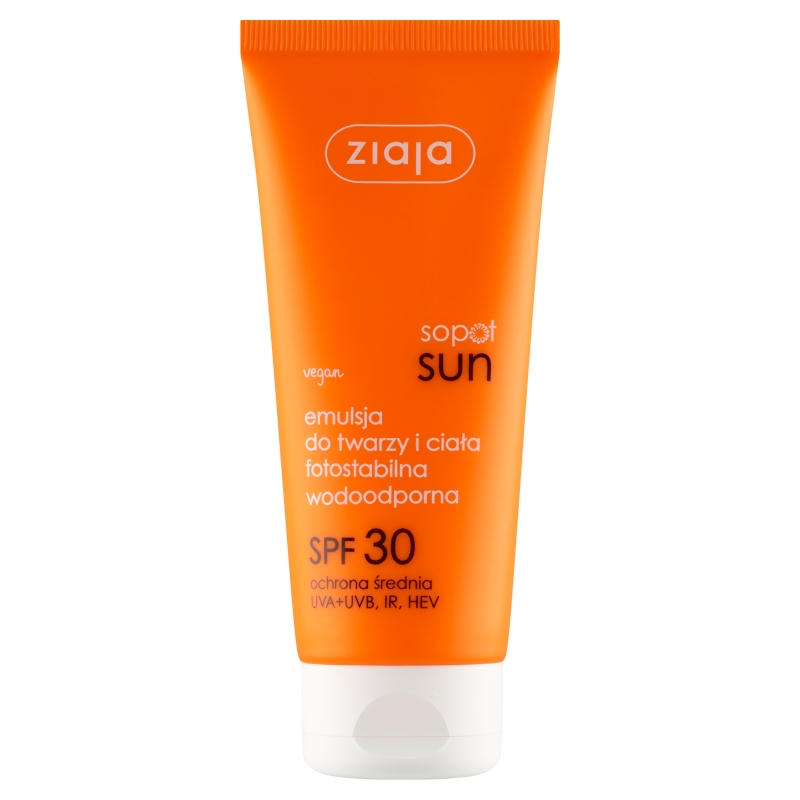 Ziaja Sopot Sun emulsja do twarzy i ciała SPF 30 wodoodporna, 100 ml