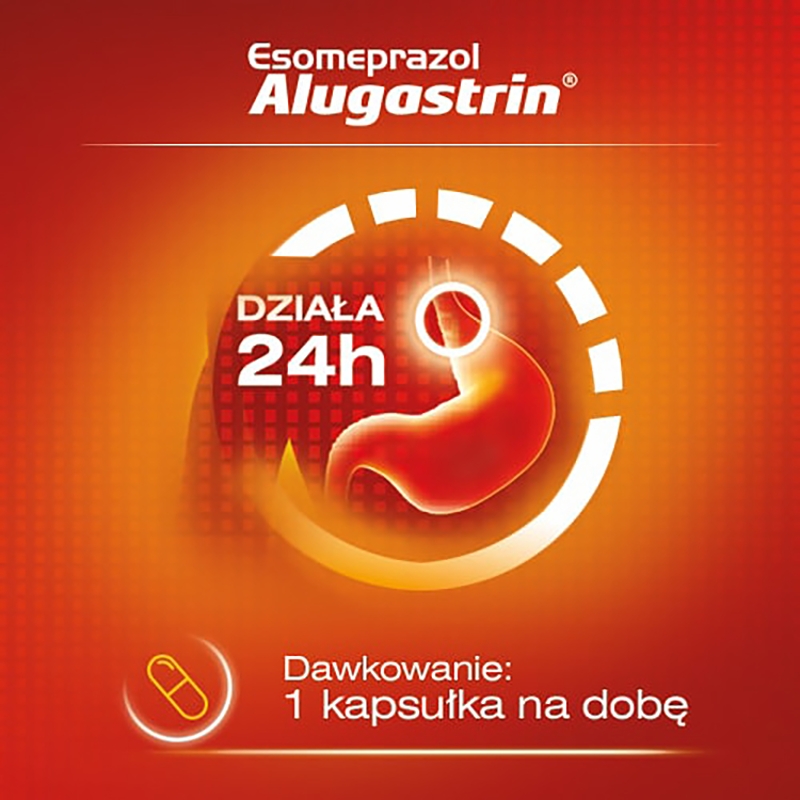 Esomeprazol Alugastrin, kapsułki na objawy refluksu, 14 szt.