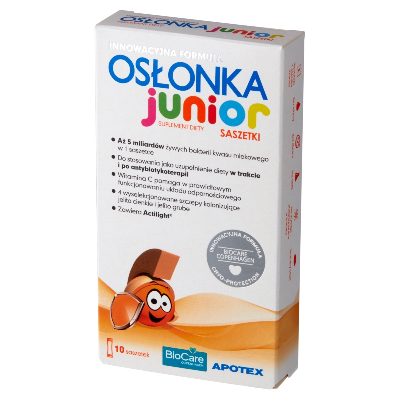 Osłonka Junior, proszek do stosowania w trakcie i po antybiotykoterapii dla dzieci, 10 sasz.