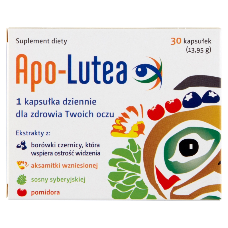 Apo-Lutea, kapsułki ze składnikami wspomagającymi zdrowe oczy, 30 szt.