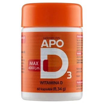 ApoD3 Max 4000, kapsułki ze składnikami uzupełniającymi dietę w witaminę D, 60 szt.