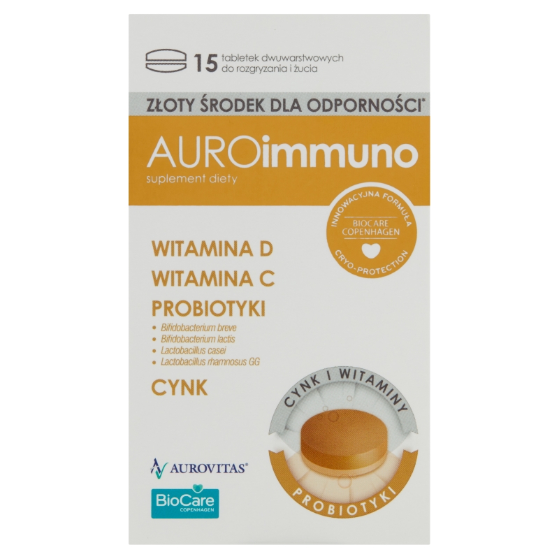 AuroImmuno, tabletki ze składnikami wspierającymi odporność, 15 szt.