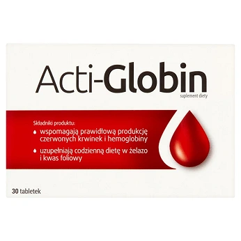 Acti-Globin, tabletki ze składnikami uzupełniającymi dietę w żelazo i kwas foliowy, 30 szt.