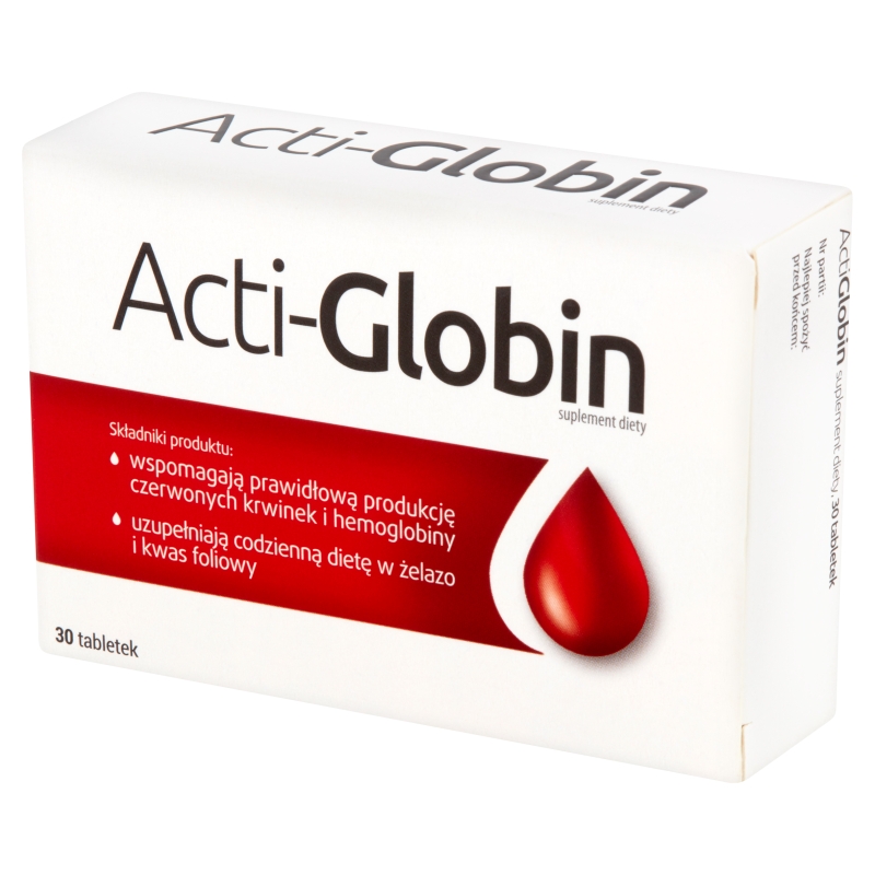 Acti-Globin, tabletki ze składnikami uzupełniającymi dietę w żelazo i kwas foliowy, 30 szt.