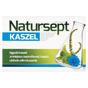 Natur-Sept Kaszel, pastylki zmniejszające częstotliwość kaszlu oraz ułatwiające odkrztuszanie, 18 szt.