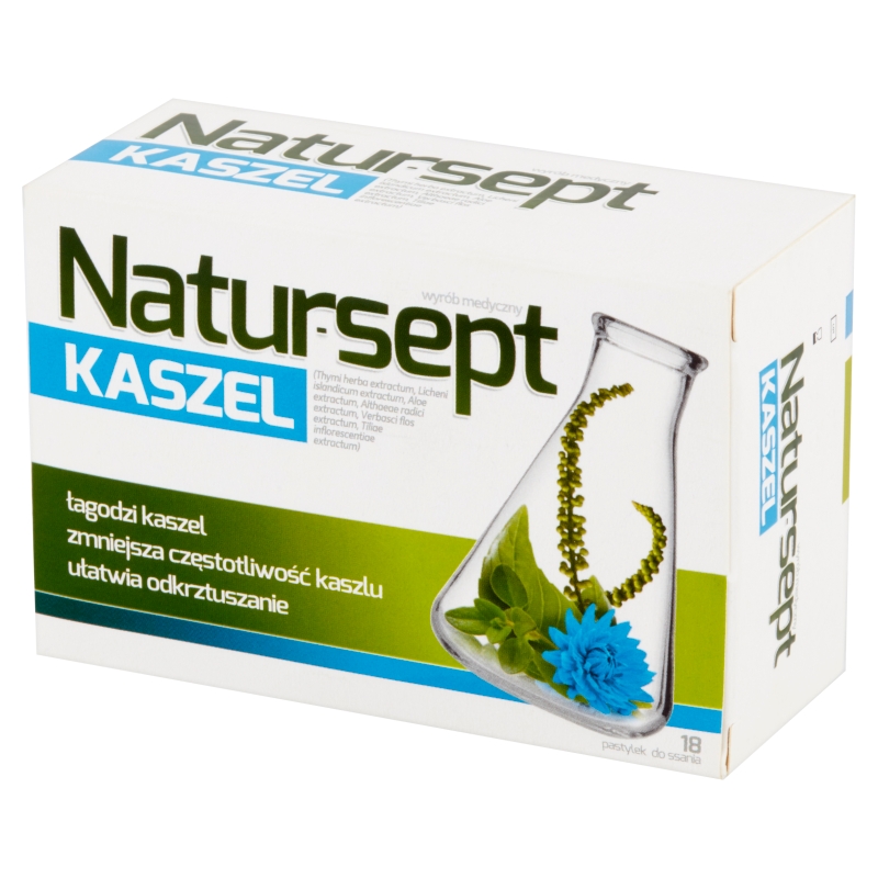 Natur-Sept Kaszel, pastylki zmniejszające częstotliwość kaszlu oraz ułatwiające odkrztuszanie, 18 szt.