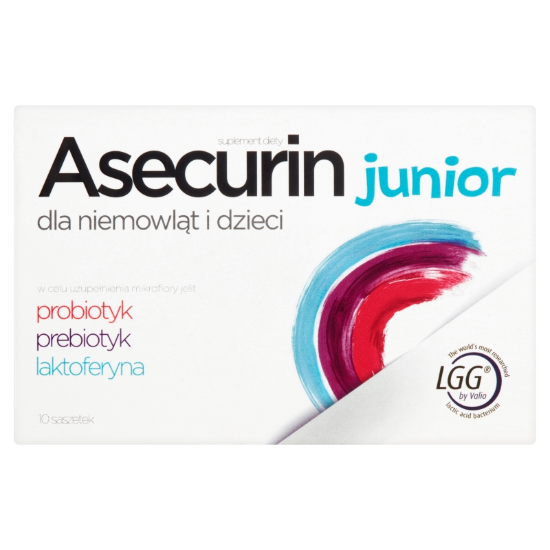 Asecurin Junior  proszek w saszetkach dla dzieci do stosowania w trakcie i po antybiotykoterapii, 10 szt.