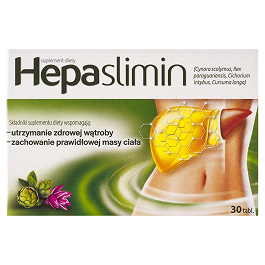 Hepaslimin tabletki ze składnikami wspierającymi wątrobę i utrzymanie prawidłowej masy ciała, 30 szt.