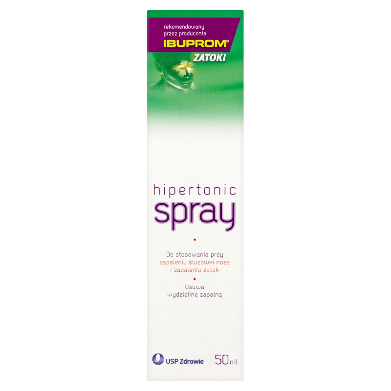Ibuprom Zatoki Hipertonic aerozol usuwający wydzielnę przy zapaleniu śluzówki nosa i zatok, 50 ml
