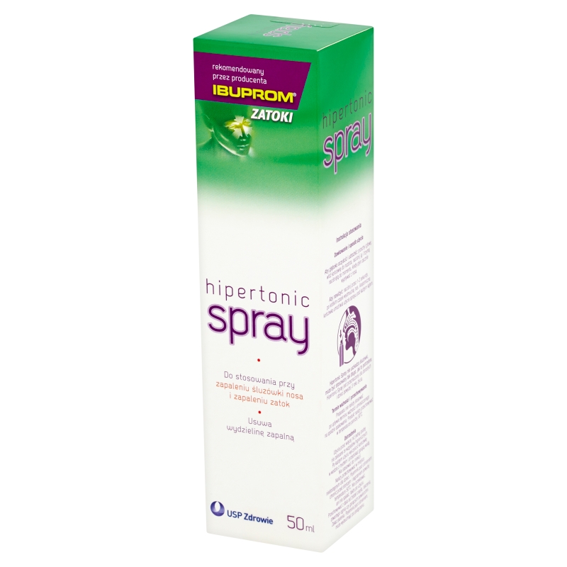 Ibuprom Zatoki Hipertonic, aerozol usuwający wydzielnę przy zapaleniu śluzówki nosa i zatok, 50 ml