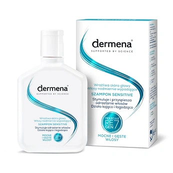 Dermena Szampon Sensitive, do wrażliwej skóry głowy i włosów nadmiernie wypadających, 200 ml