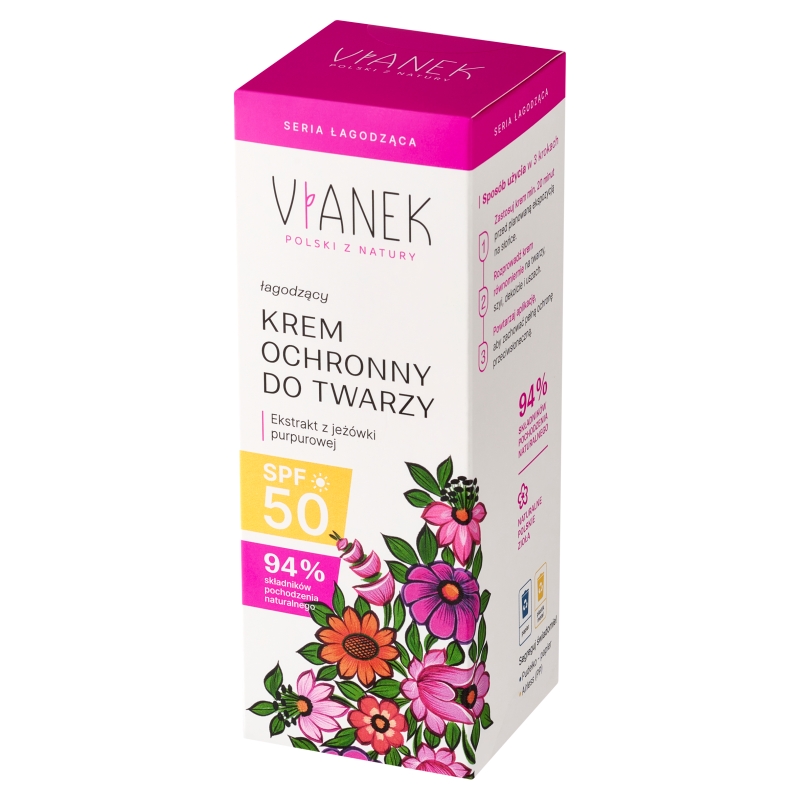 Vianek, krem łagodząco-ochronny do twarzy 50 SPF, 50 ml