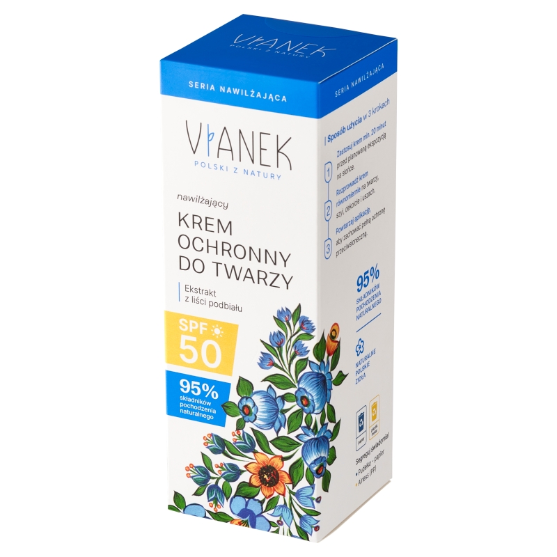 Vianek, krem nawilżająco-ochronny do twarzy 50 SPF, 50 ml