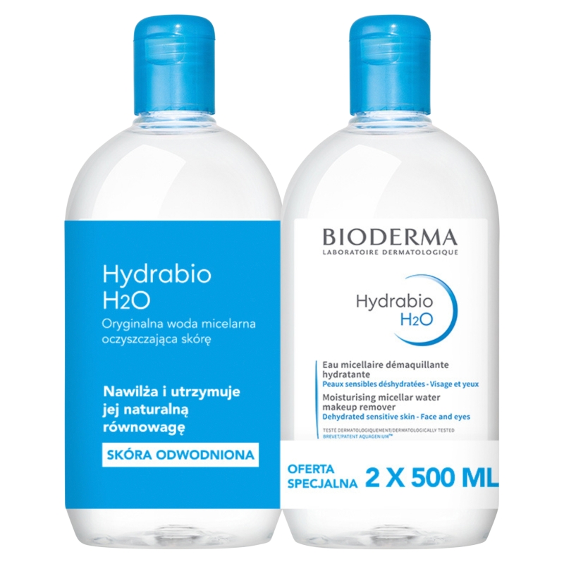 Bioderma Hydrabio H2O, płyn micelarny, 2 x 500 ml