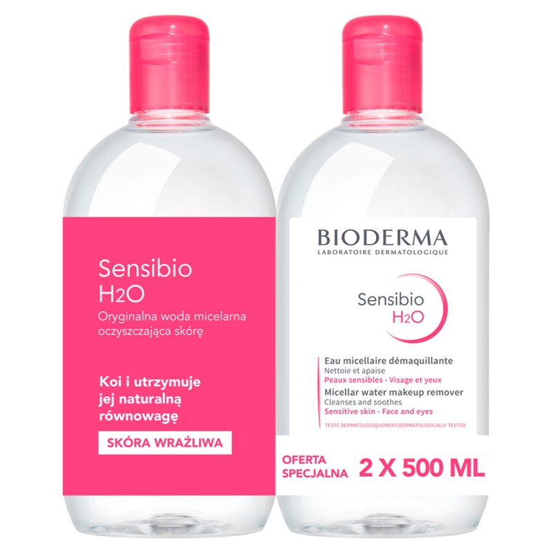 Bioderma Sensibio H2O, płyn, 500 ml + 500 ml