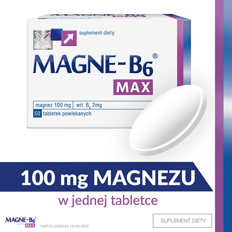Magne B6 Max, tabletki ze składnikami redukującymi uczucie zmęczenia, 50 szt.