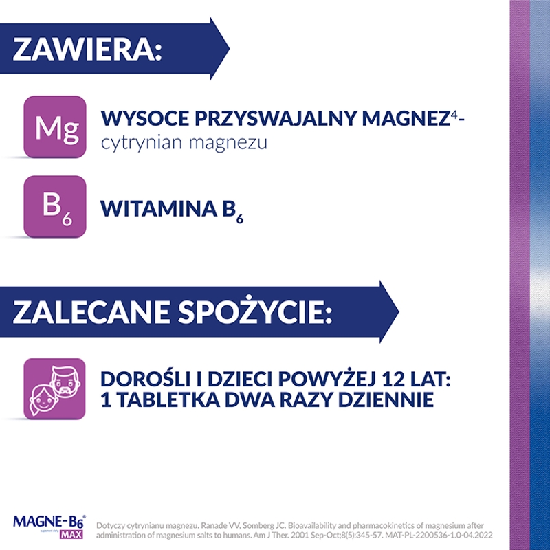 Magne B6 Max, tabletki ze składnikami redukującymi uczucie zmęczenia, 50 szt.