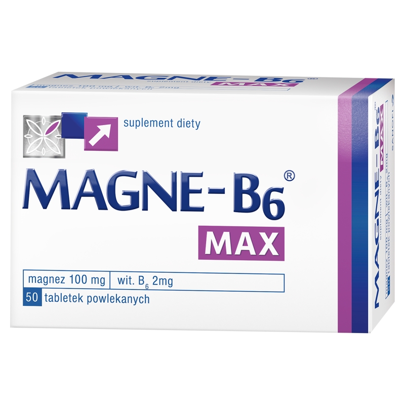 Magne B6 Max, tabletki ze składnikami redukującymi uczucie zmęczenia, 50 szt.