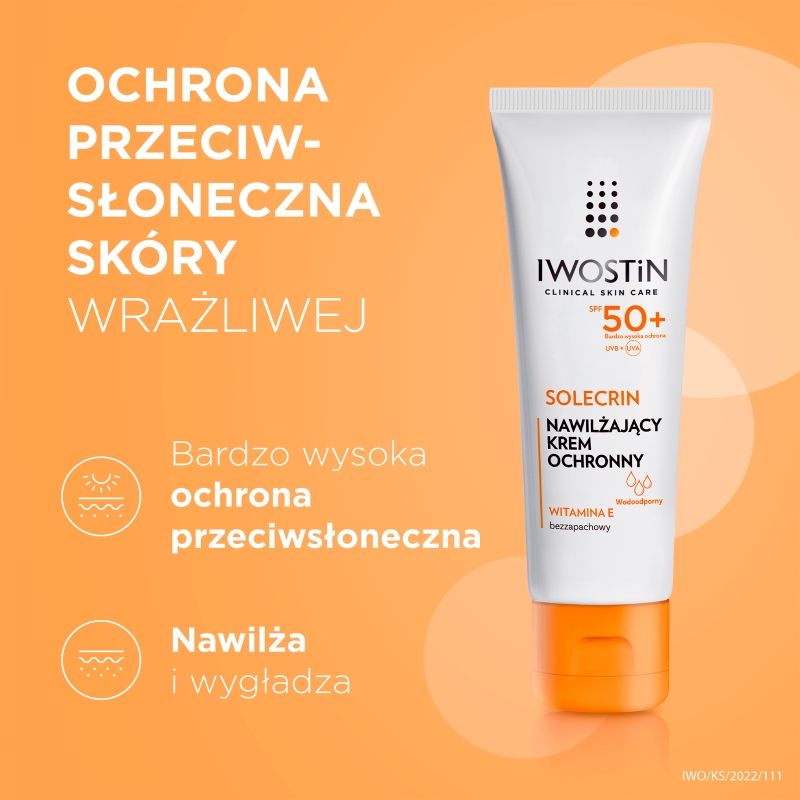 Iwostin Solecrin, krem ochronny SPF 50+ do skóry wrażliwej, normalnej, mieszanej, 50 ml KRÓTKA DATA 31.08.2026