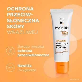 Iwostin Solecrin, krem ochronny SPF 50+ do skóry wrażliwej, normalnej, mieszanej, 50 ml KRÓTKA DATA 31.08.2026