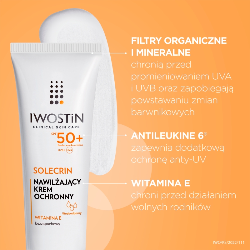 Iwostin Solecrin, krem ochronny SPF 50+ do skóry wrażliwej, normalnej, mieszanej, 50 ml KRÓTKA DATA 31.08.2026
