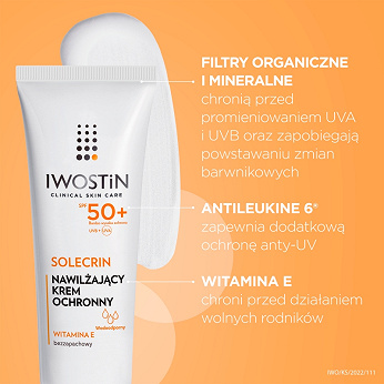 Iwostin Solecrin, krem ochronny SPF 50+ do skóry wrażliwej, normalnej, mieszanej, 50 ml KRÓTKA DATA 31.08.2026