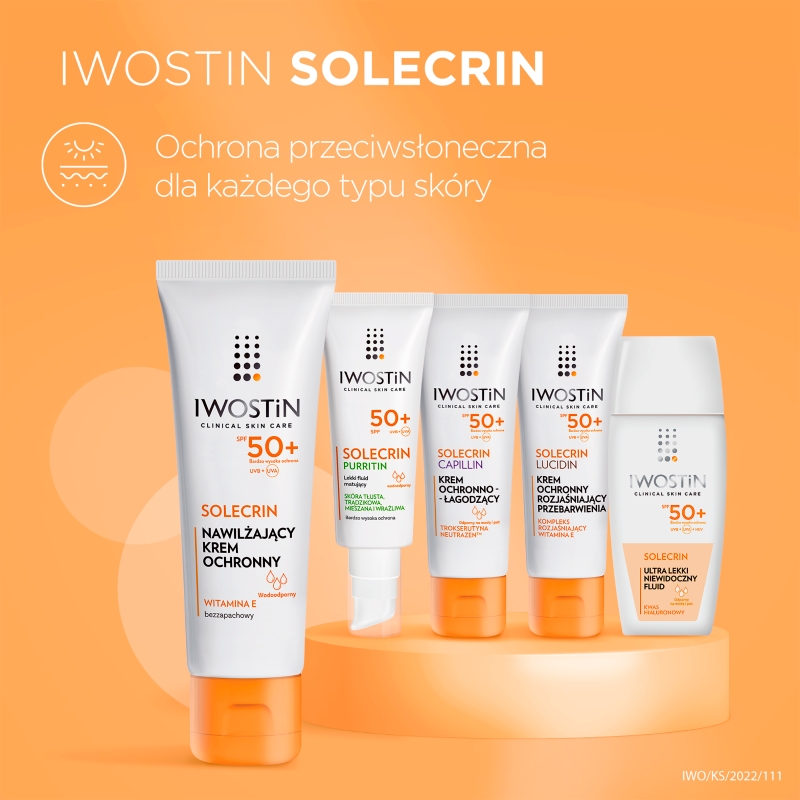 Iwostin Solecrin, krem ochronny SPF 50+ do skóry wrażliwej, normalnej, mieszanej, 50 ml KRÓTKA DATA 31.08.2026