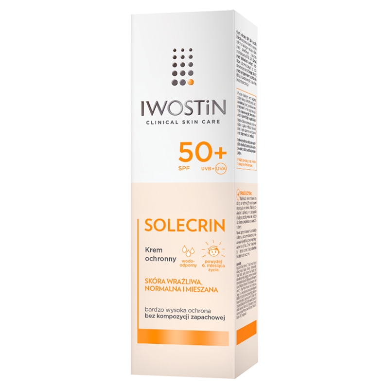 Iwostin Solecrin, krem ochronny SPF 50+ do skóry wrażliwej, normalnej, mieszanej, 50 ml KRÓTKA DATA 31.08.2026