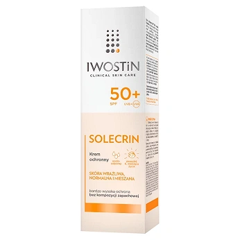 Iwostin Solecrin, krem ochronny SPF 50+ do skóry wrażliwej, normalnej, mieszanej, 50 ml KRÓTKA DATA 31.08.2026