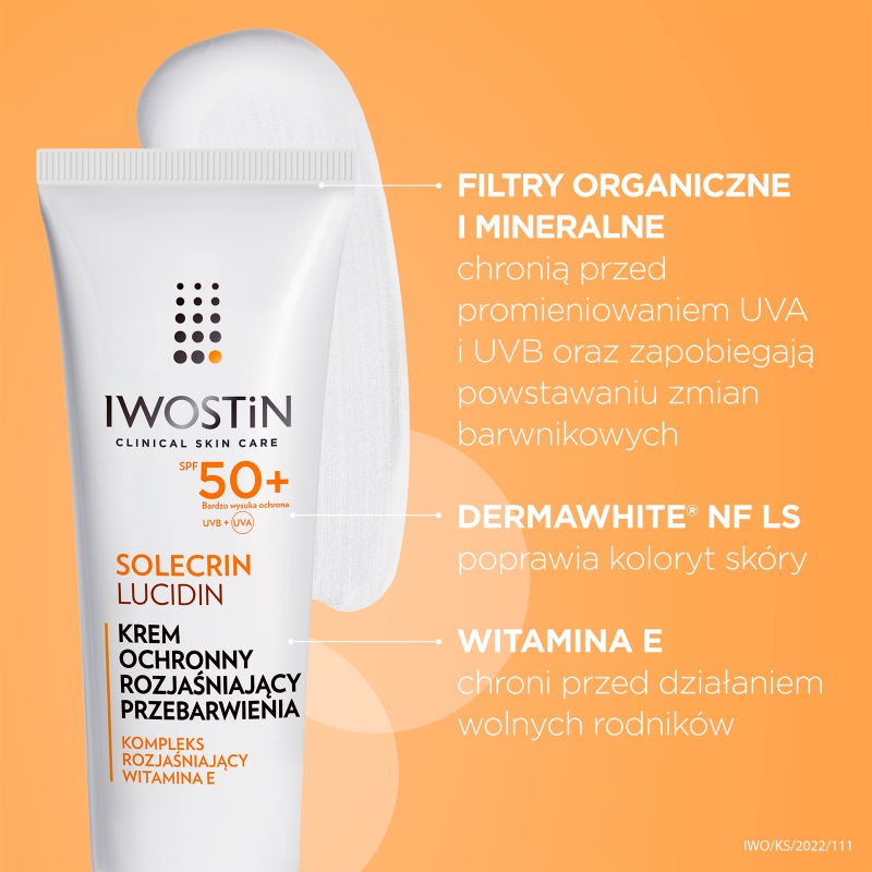 Iwostin Solecrin Lucidin, krem na przebarwienia, SPF 50+, 50 ml