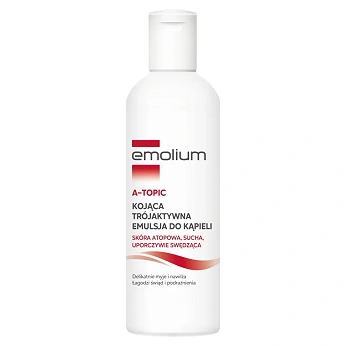 Emolium A-topic, trójaktywna emulsja do kąpieli do skóry suchej i atopowej, 200 ml