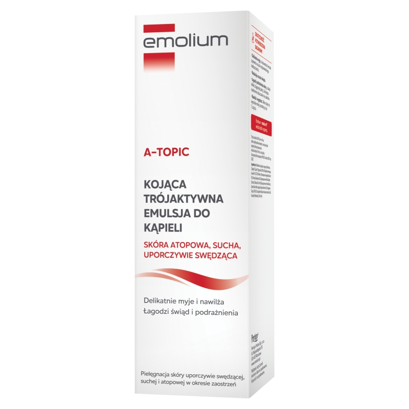 Emolium A-topic, trójaktywna emulsja do kąpieli do skóry suchej i atopowej, 200 ml