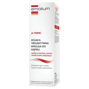 Emolium A-topic, trójaktywna emulsja do kąpieli do skóry suchej i atopowej, 200 ml