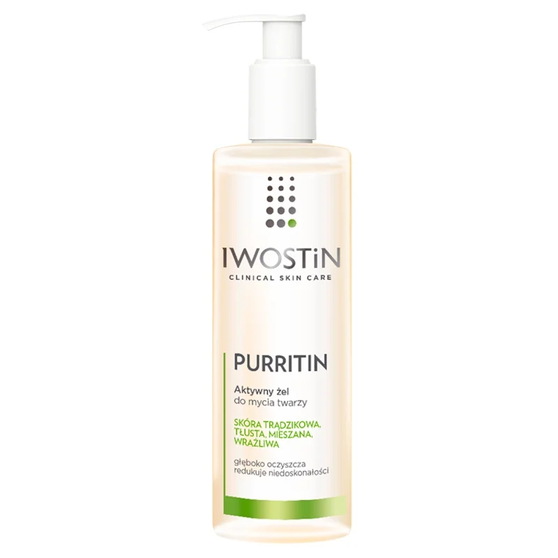 Iwostin Purritin aktywny żel do mycia twarzy, 300 ml