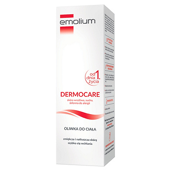 Emolium Dermocare, oliwka do ciała dla wrażliwej, suchej i skłonnej do alergii skóry, 175 ml