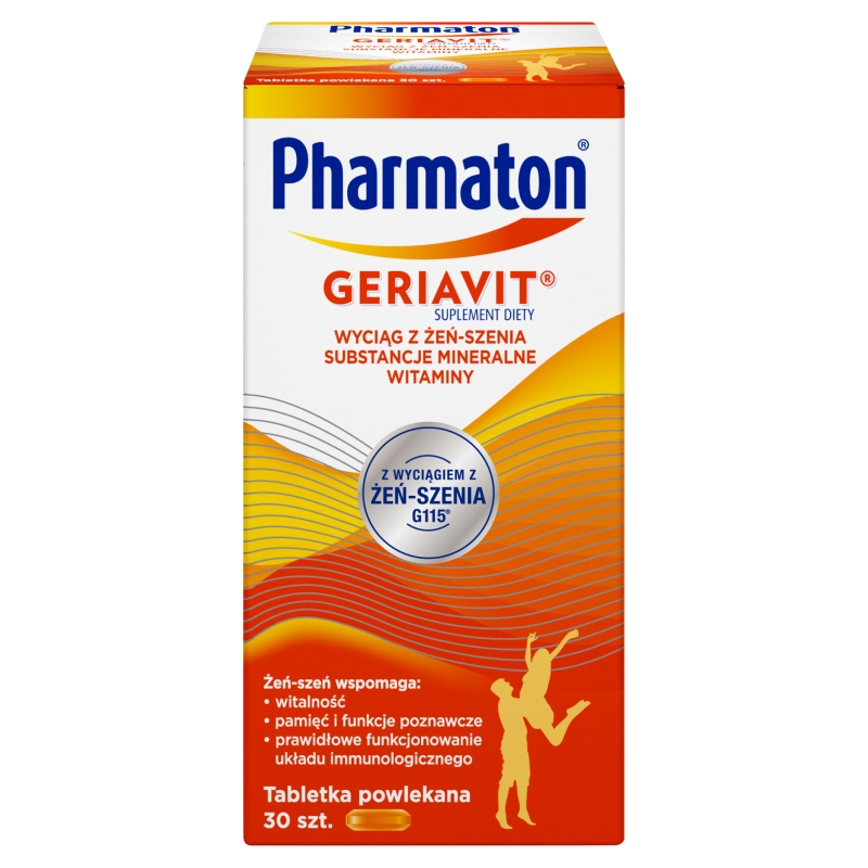 Pharmaton Geriavit, tabletki ze składnikami wspierającymi witalność, 30 szt.