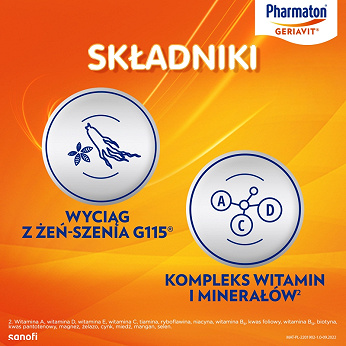 Pharmaton Geriavit, tabletki z wyciągiem z żeń-szenia wspierającymwitalność i pamięć, 100 szt.