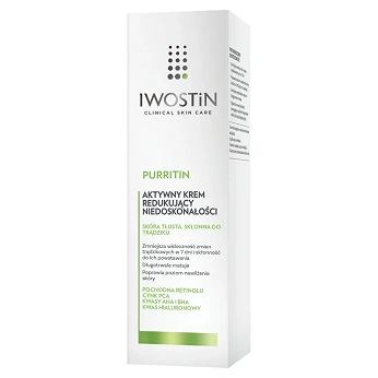 Iwostin Purritin, krem aktywny na dzień eliminujący niedoskonałości, 40 ml