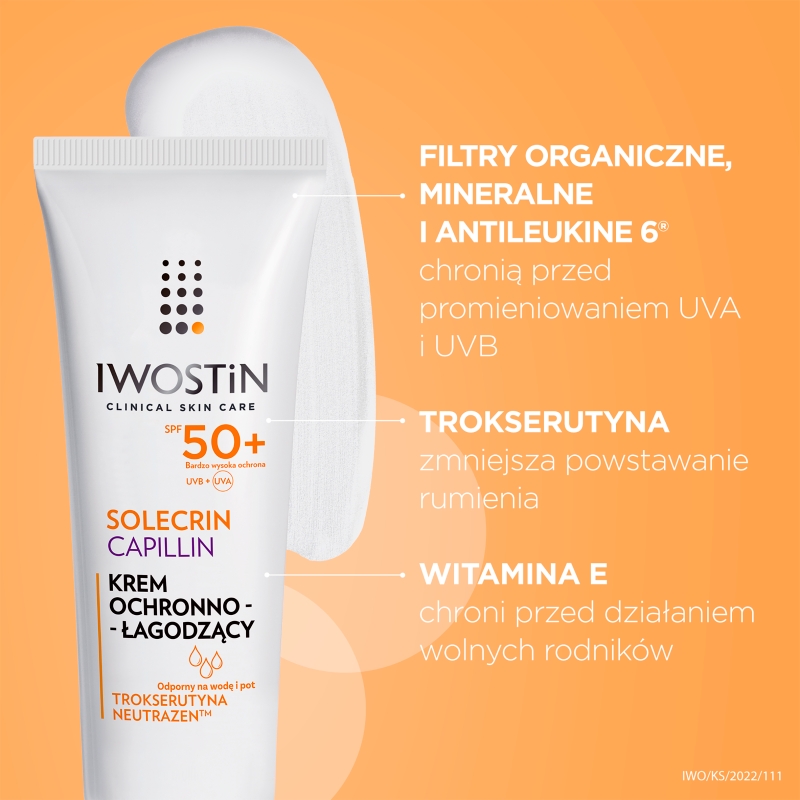Iwostin Solecrin Capillin, krem ochronny SPF 50+ do cery naczynkowej, 50 ml